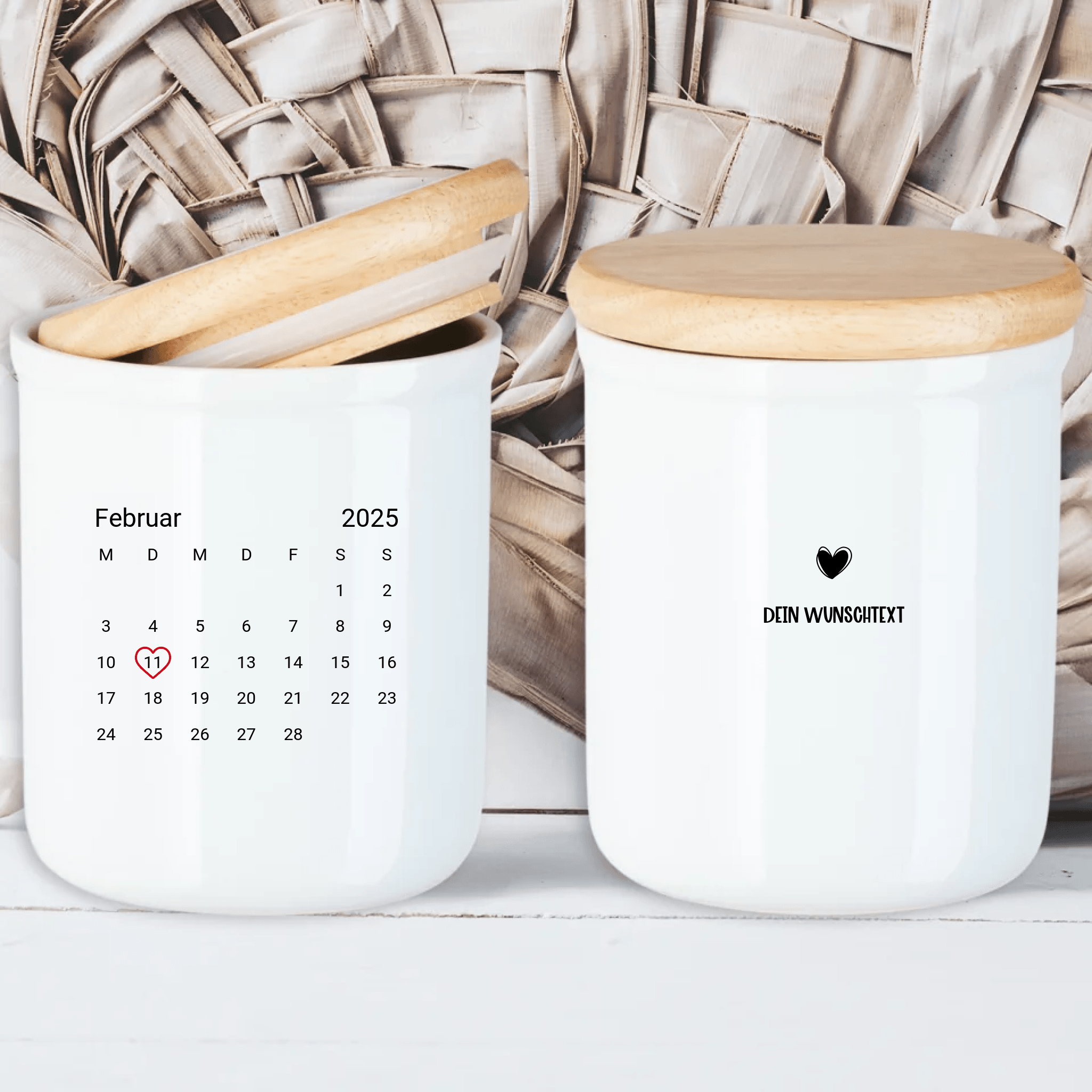 Keramikdose mit Holzdeckel · Dein besonderes Datum - Kaffeebecher24