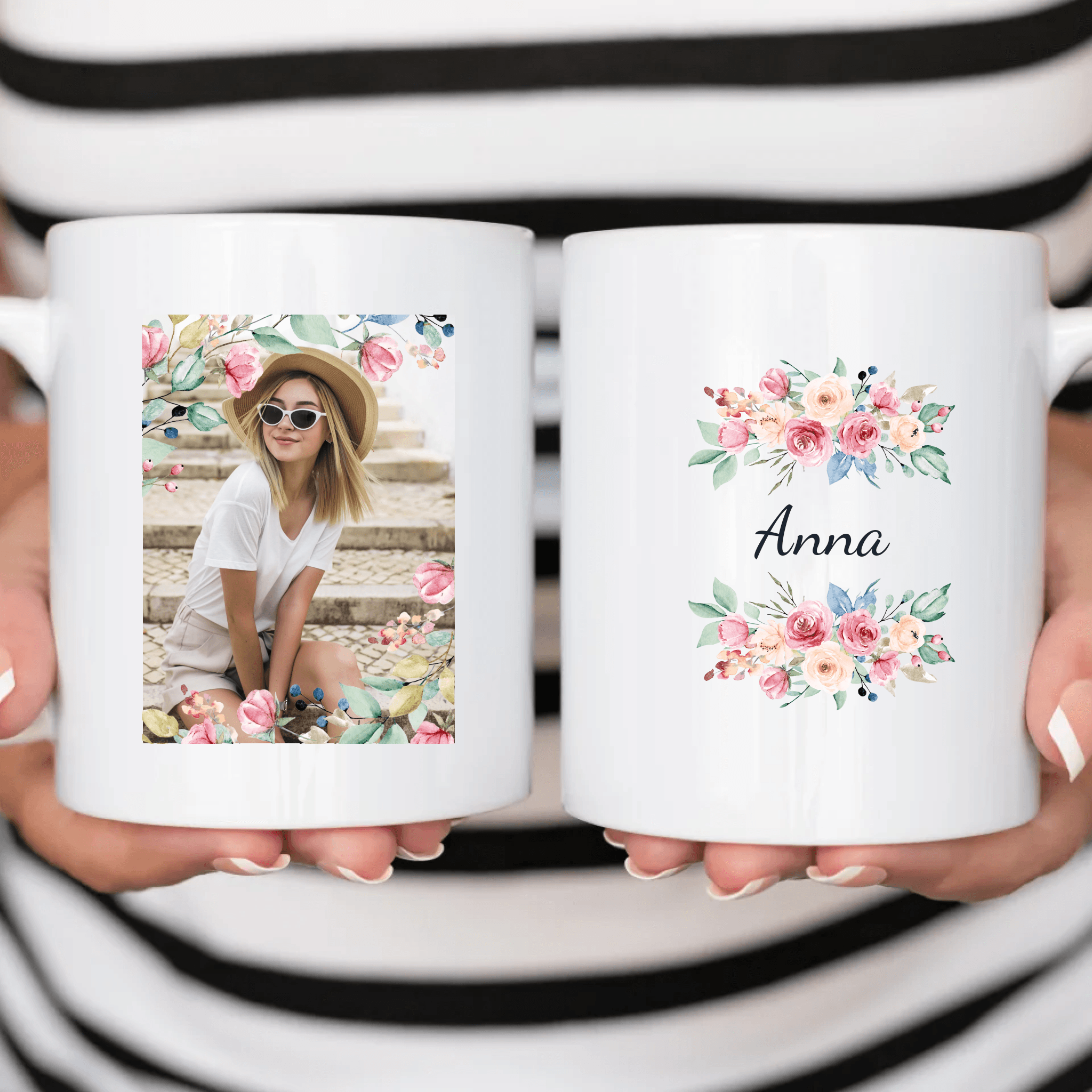Blümchentasse mit Bild - Personalisierte Tasse - Kaffeebecher24