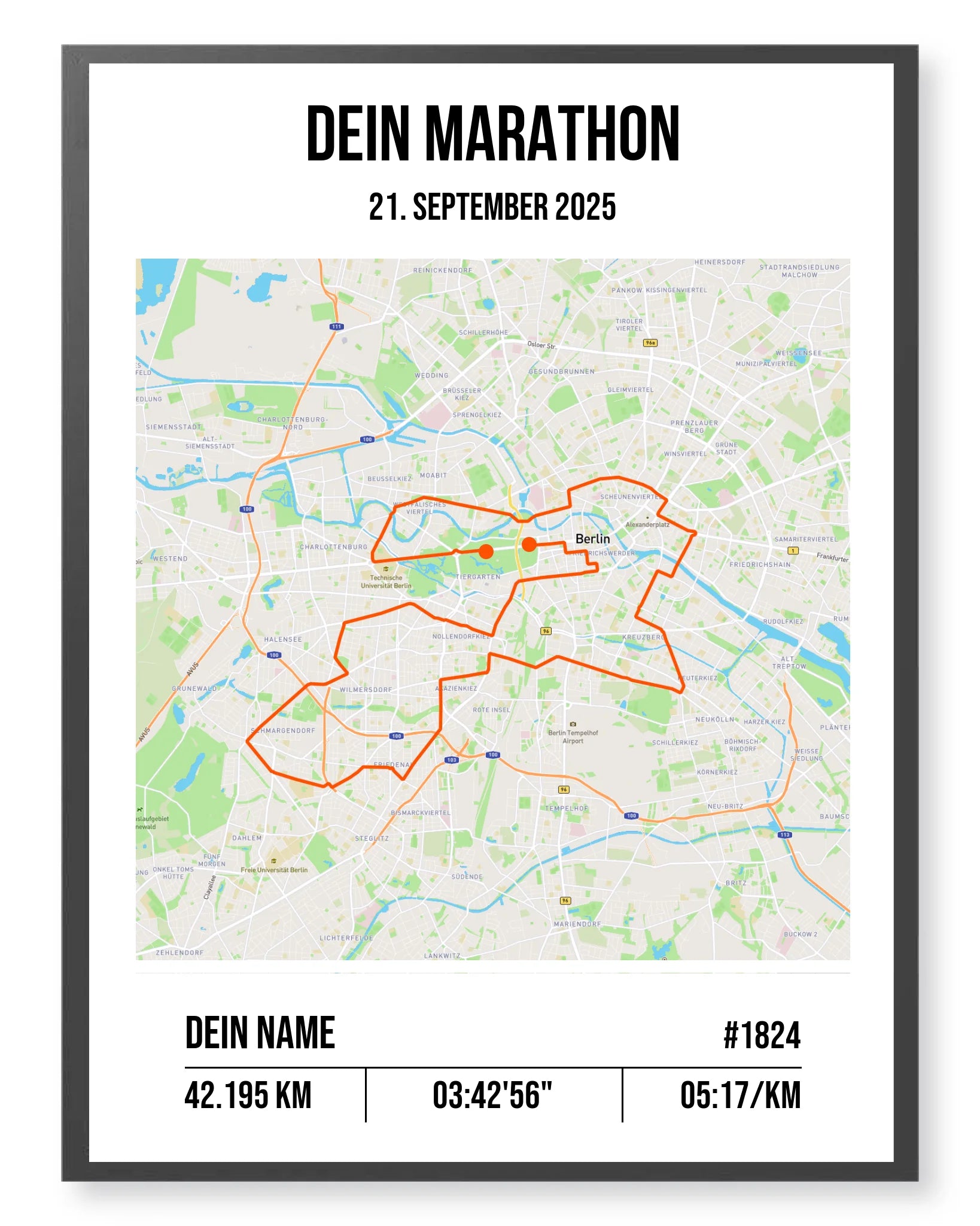 Personalisiertes Laufposter – Dein individueller Marathon- oder Laufstrecken-Print