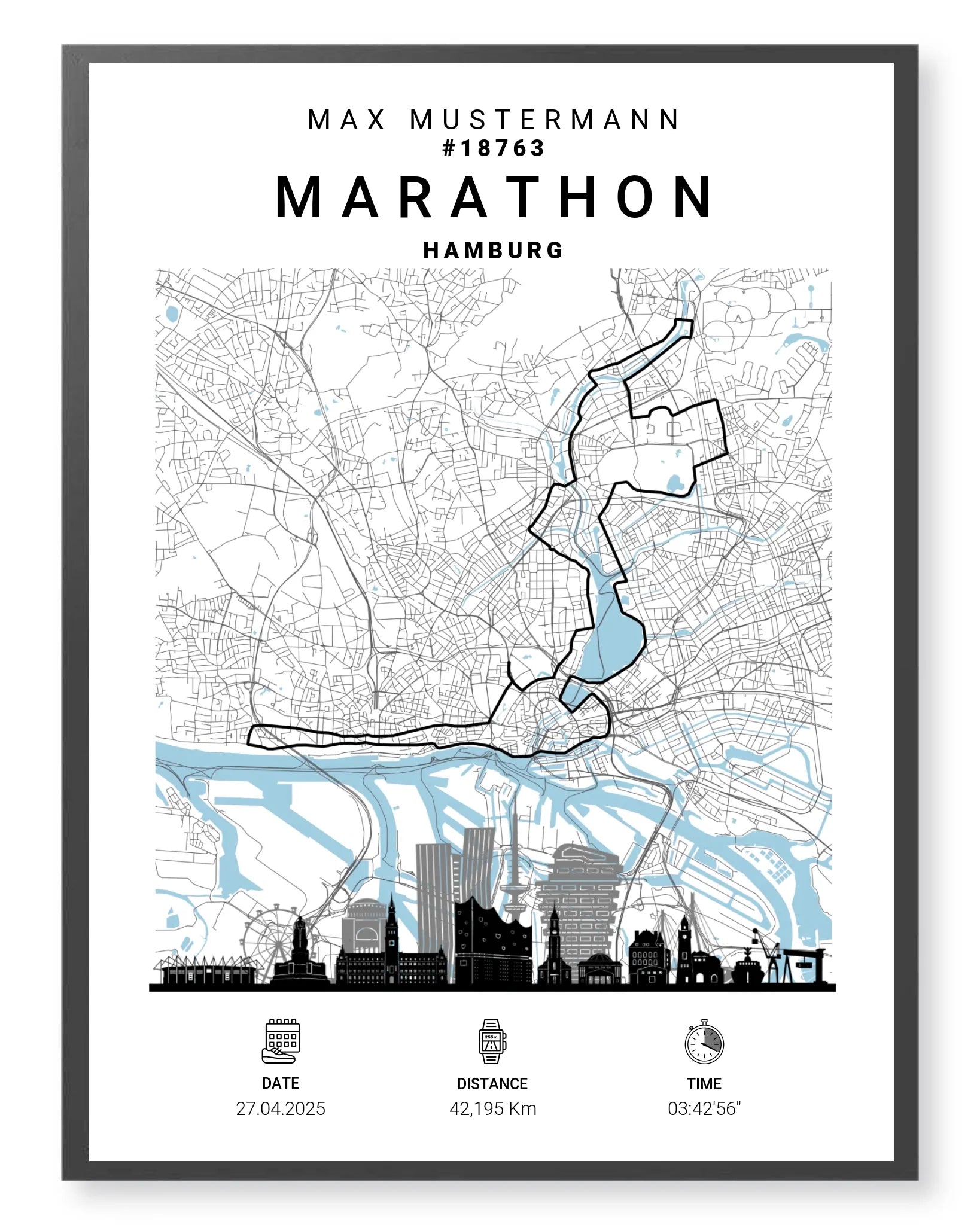 Hamburg Marathon Poster personalisiert – dein Lauf als Kunstwerk