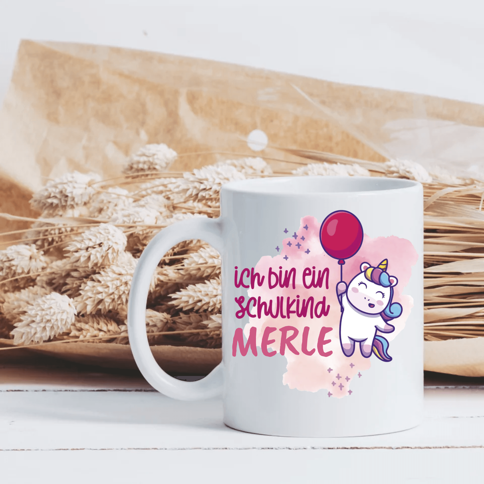 Endlich Schulkind Einhorn - Personalisierte Tasse - Kaffeebecher24