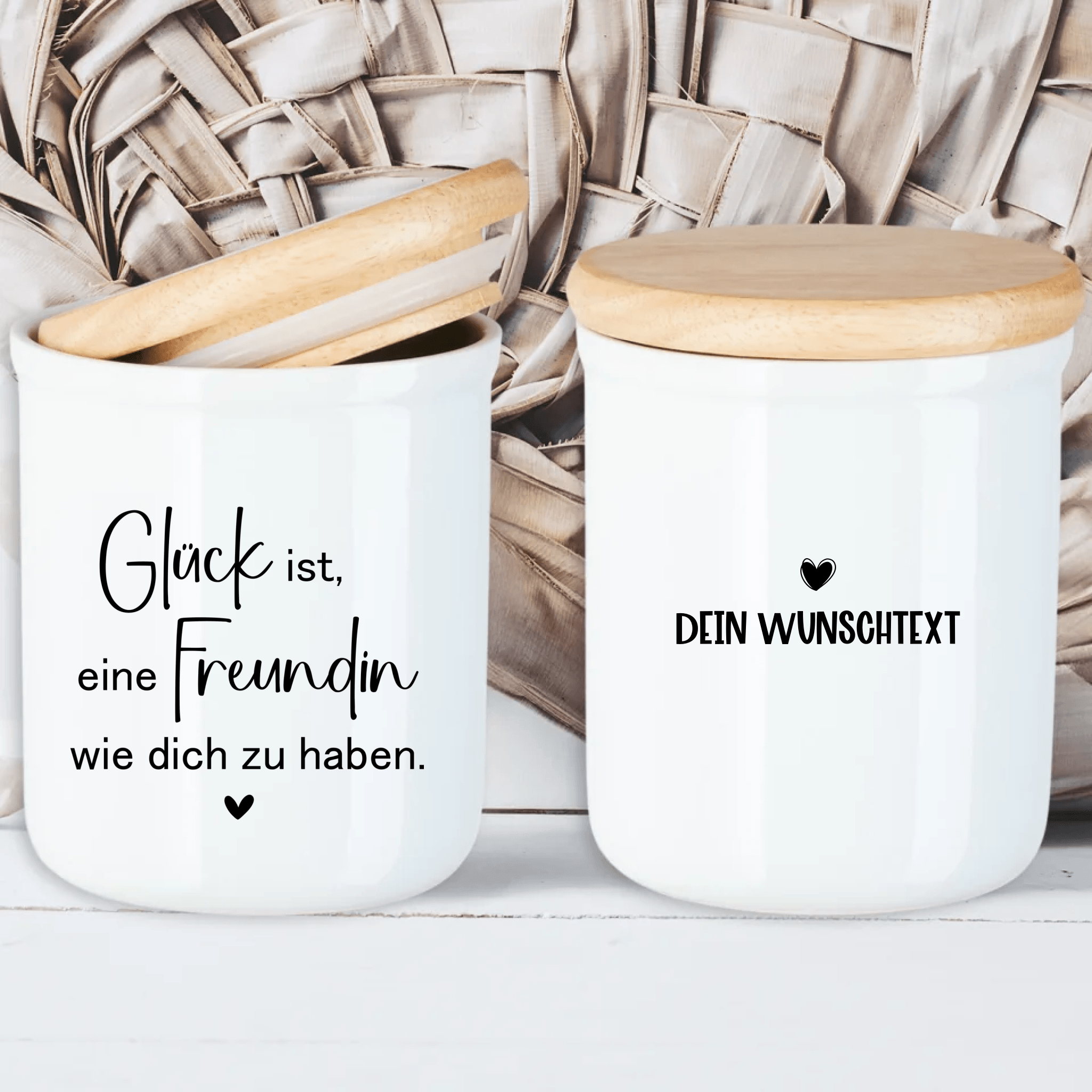 Keramikdose mit Holzdeckel · Beste Freundin - Kaffeebecher24