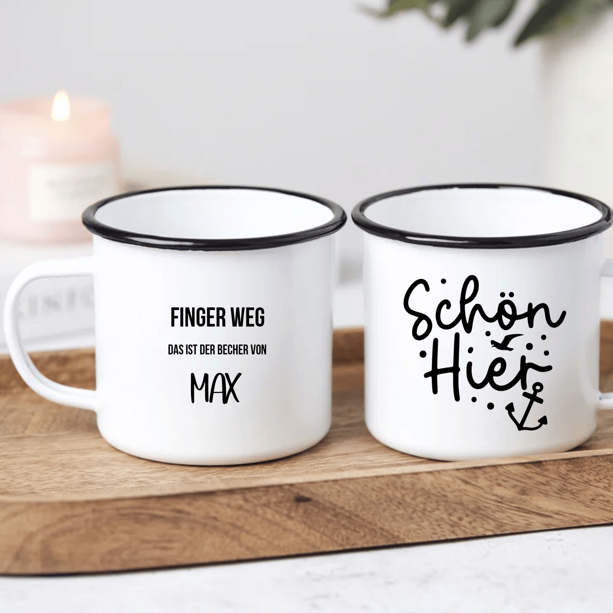 Maritim Emaille Tasse Schön Hier - Personalisierte Tasse - Kaffeebecher24