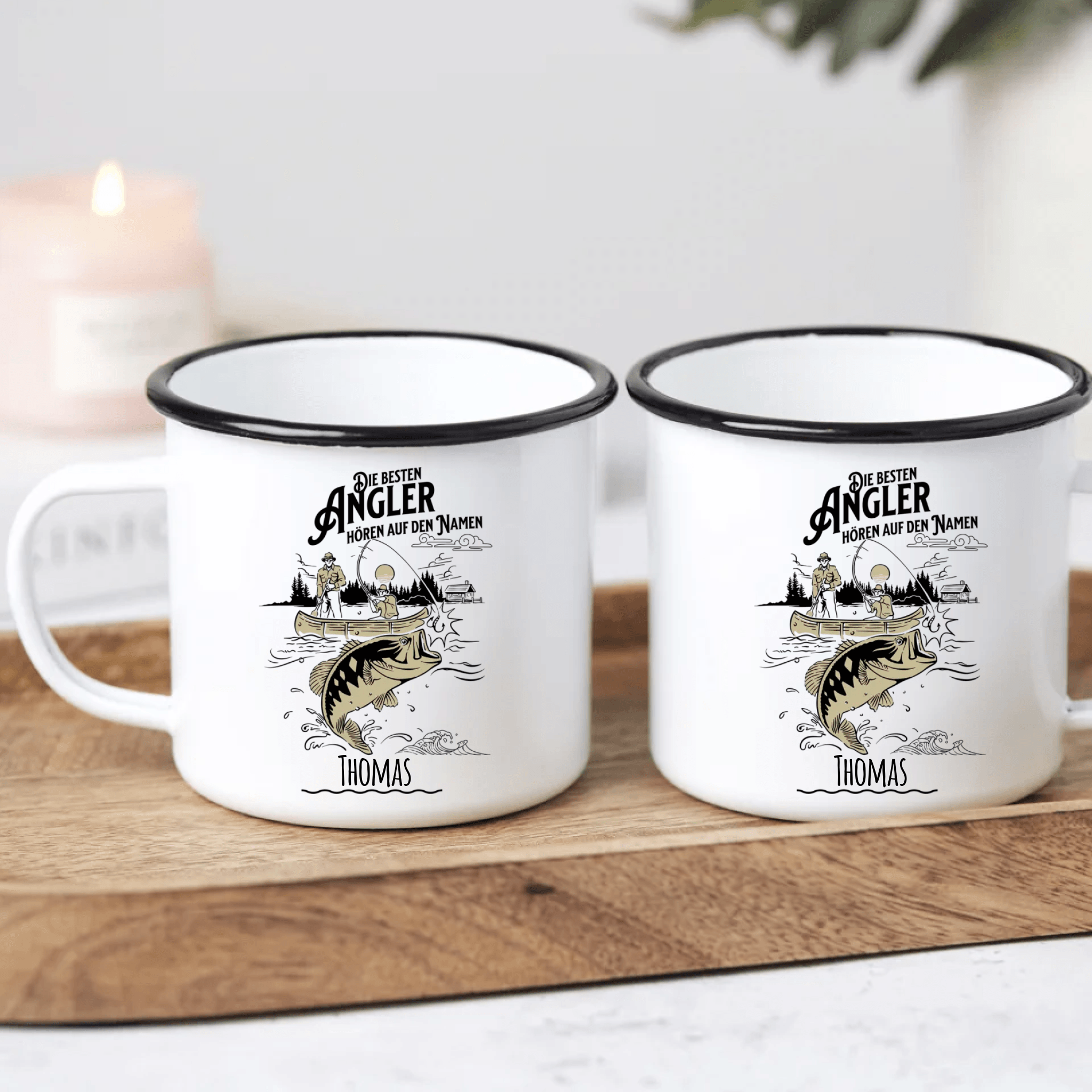 Die Besten Angler hören auf den Namen - Personalisierte Emaille Tasse - Kaffeebecher24