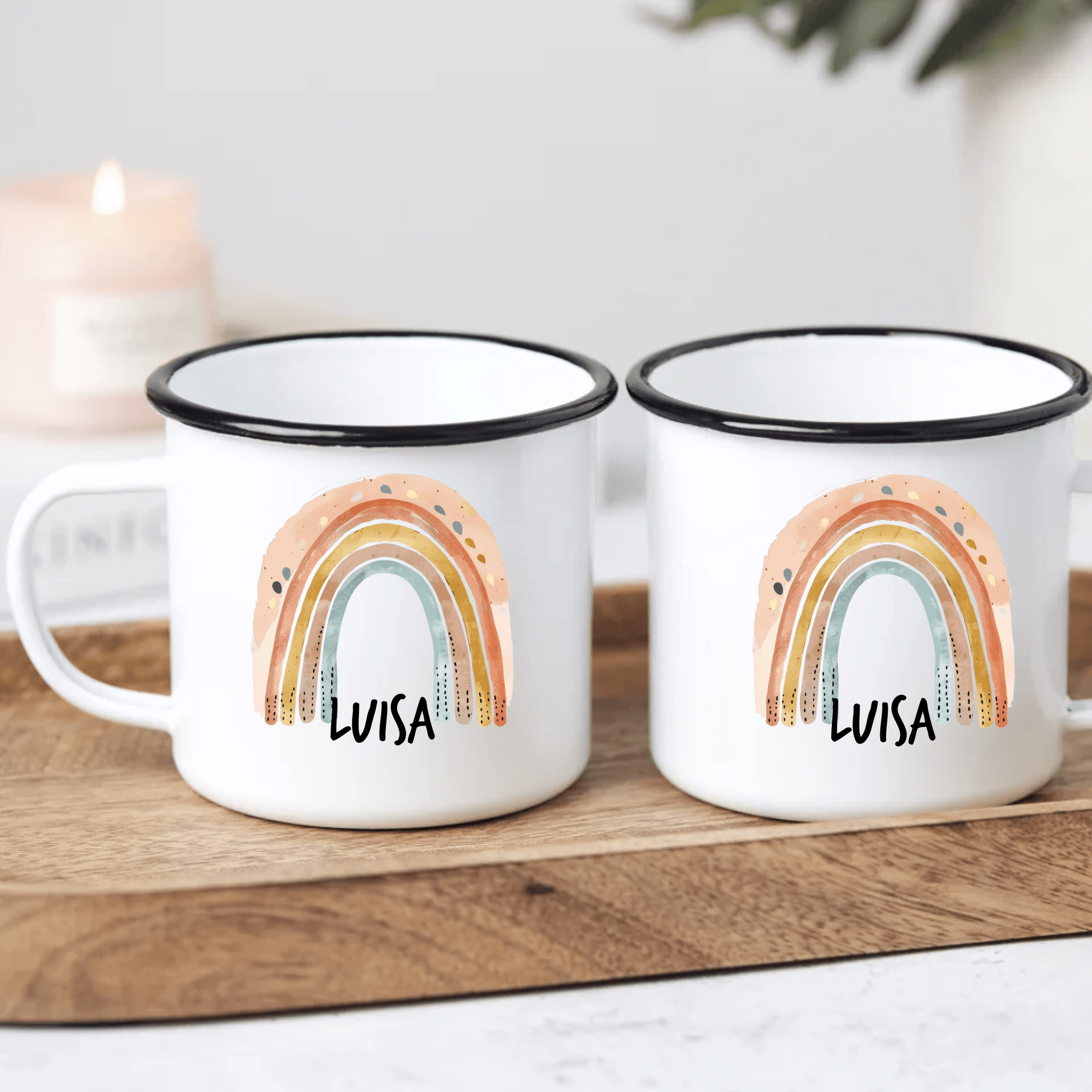 Regenbogen - Personalisierte Emaille Tasse - Kaffeebecher24