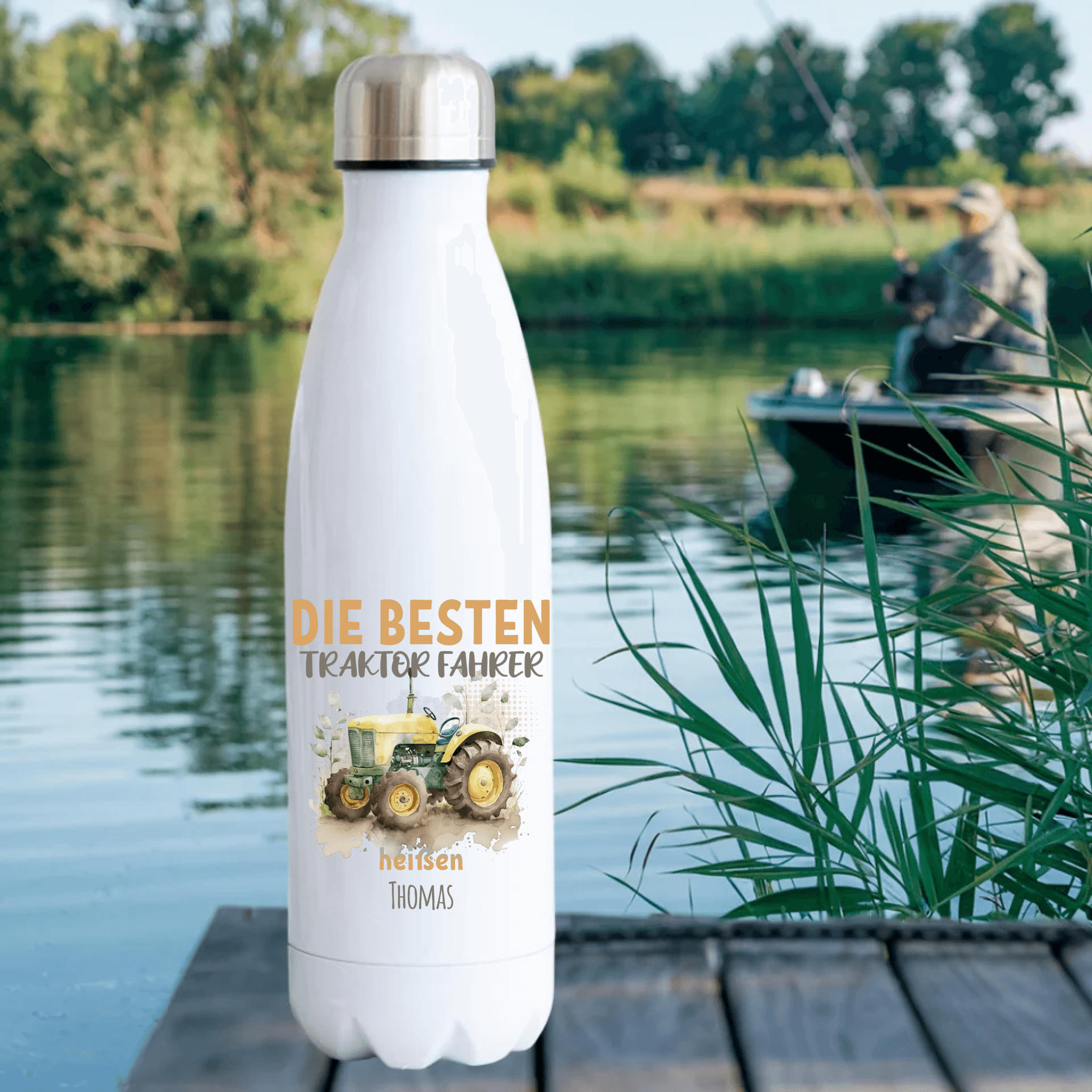 Die Besten Traktor Fahrer heißen - Personalisierte Flasche - Kaffeebecher24