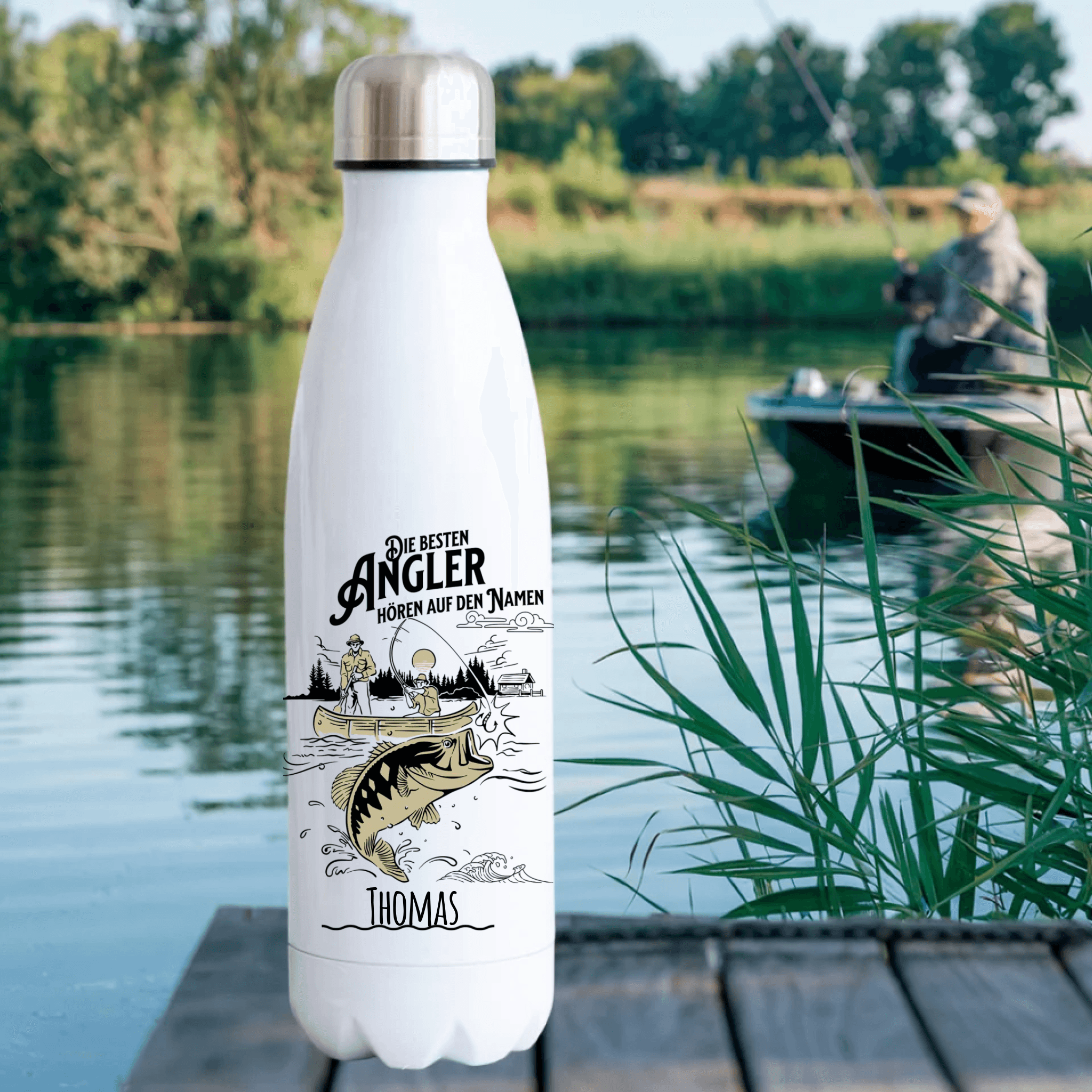 Die Besten Angler hören auf den Namen - Personalisierte Flasche - Kaffeebecher24