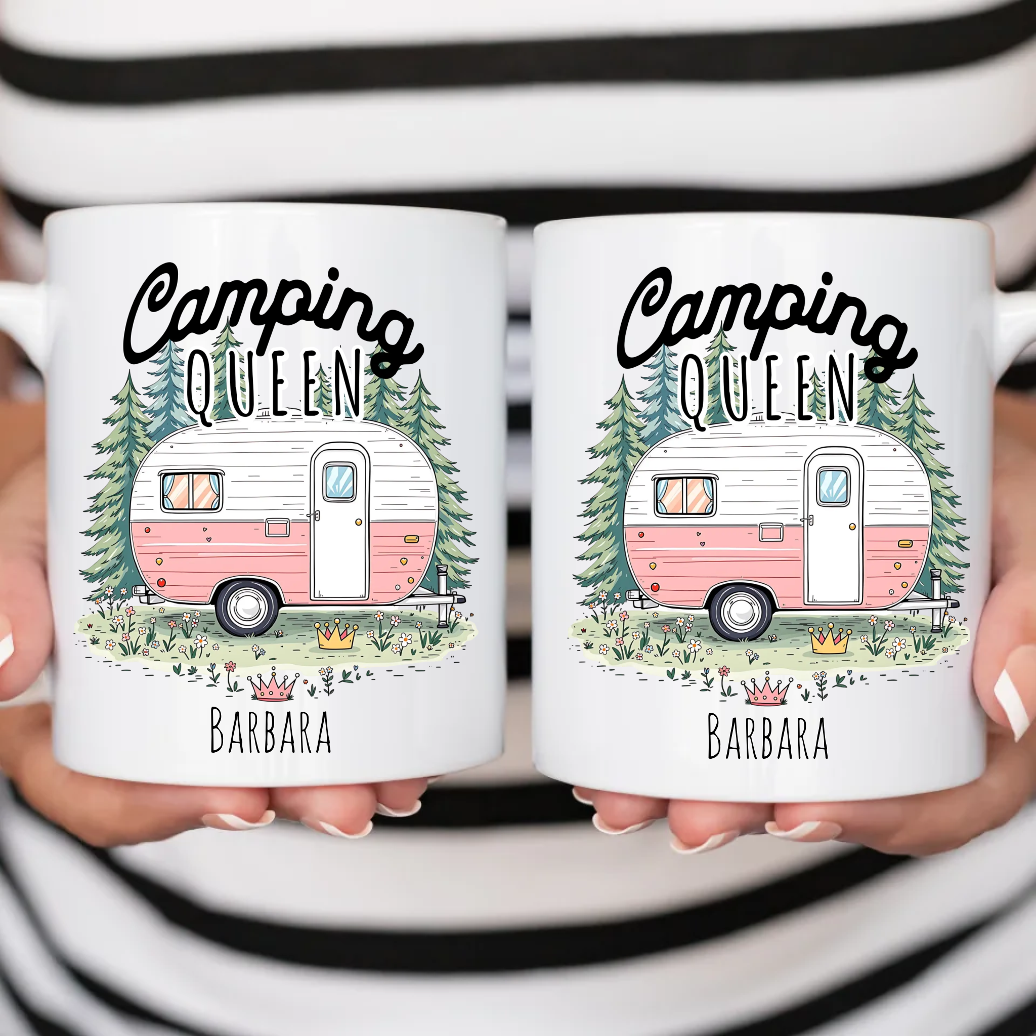 Tasse "Camping Queen" mit Name – Das perfekte Geschenk für Camperinnen