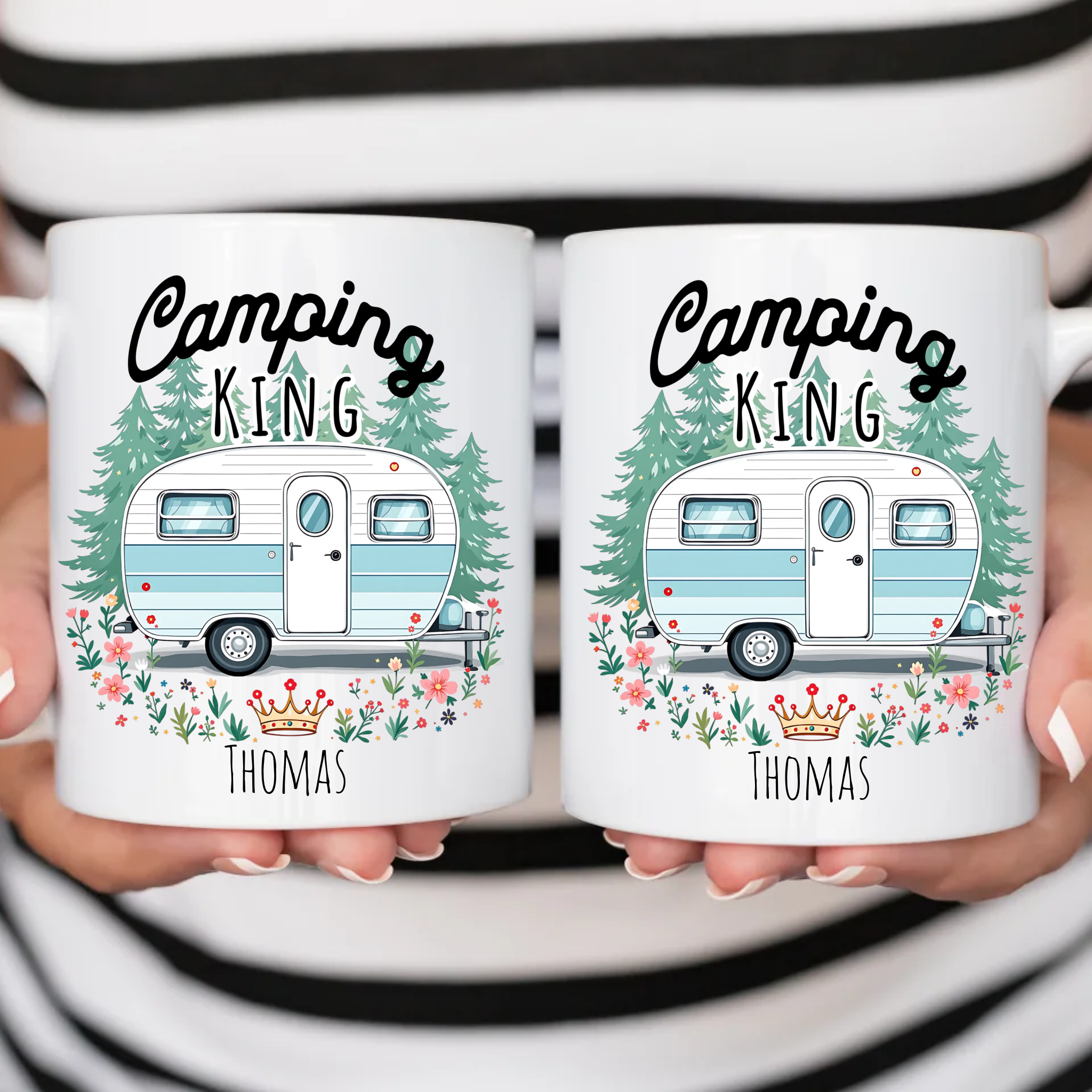 Tasse "Camping King" mit Name – Personalisierte Geschenkidee für Männer mit Camper