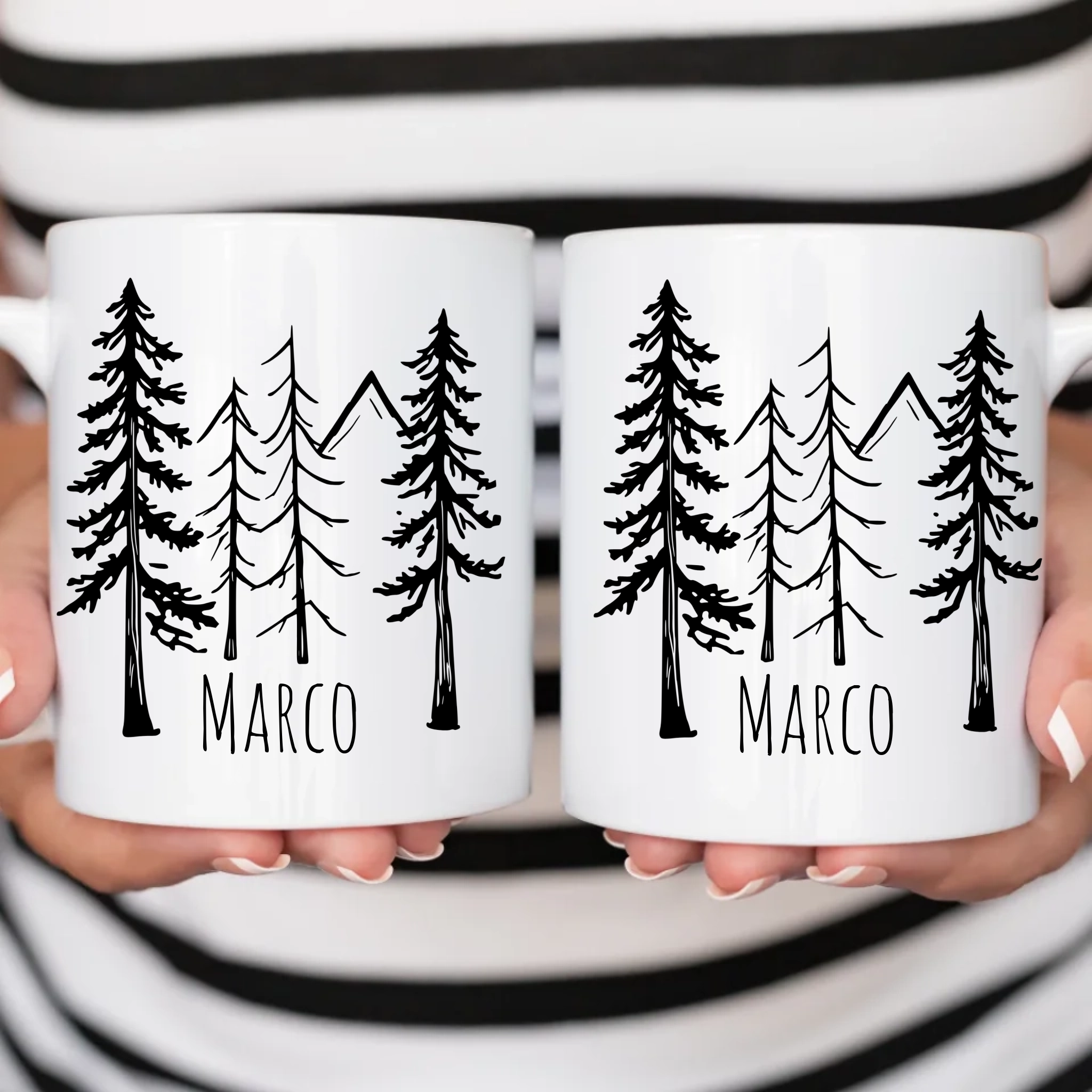 Tasse für Camper mit Name – Wald & Berg Design für Naturliebhaber