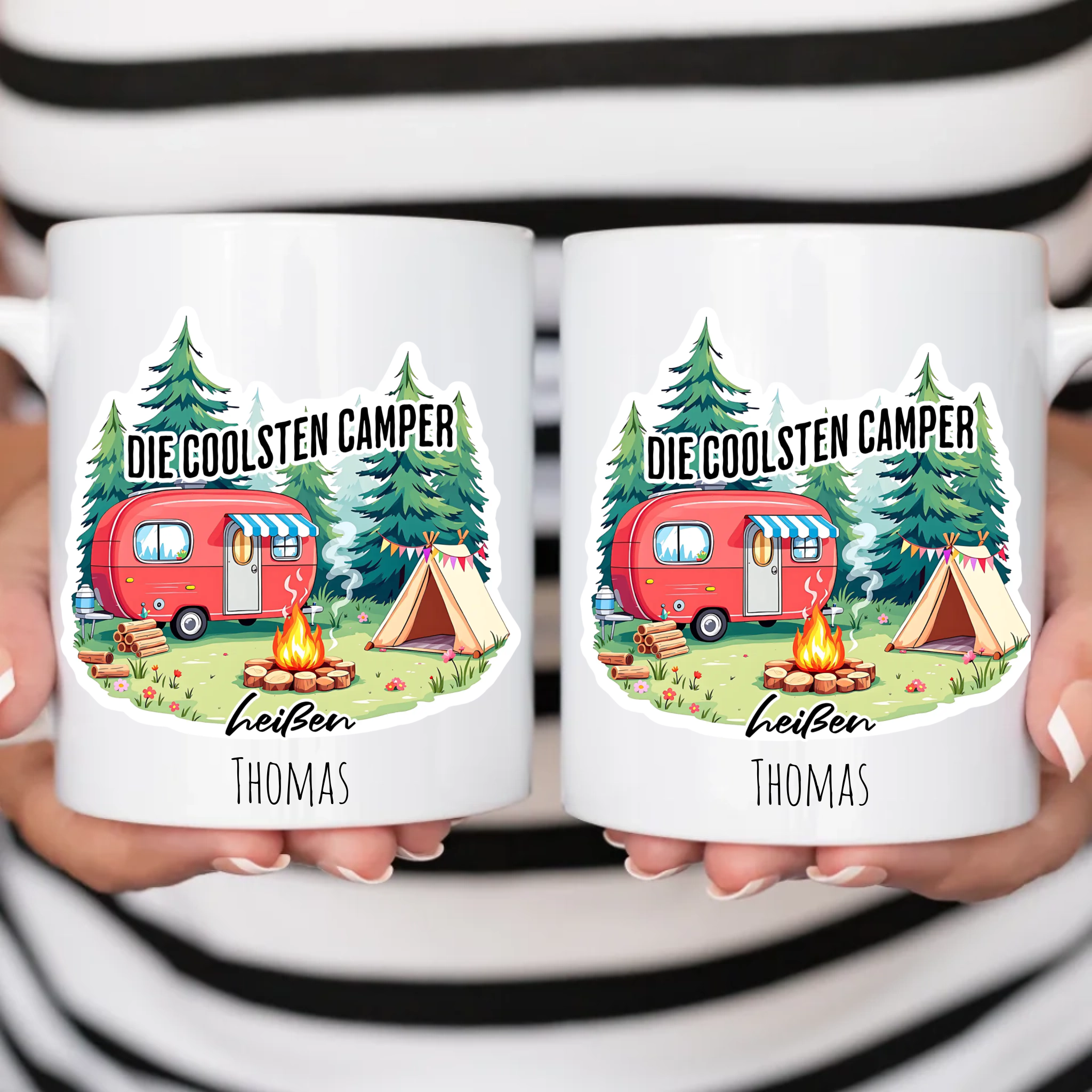 Tasse zum Campen mit Name – „Die coolsten Camper heißen …“