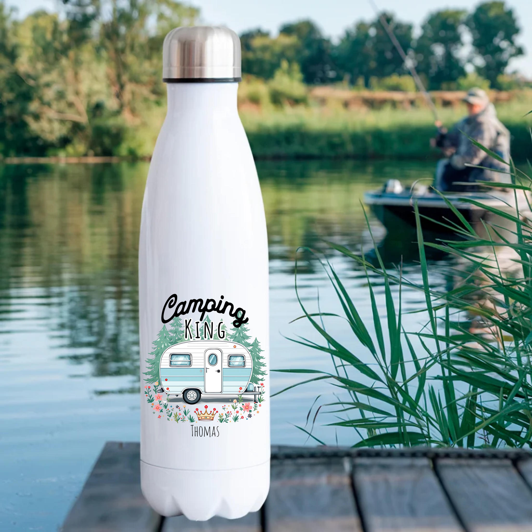 Camping King Trinkflasche mit Name – Für den König des Camps
