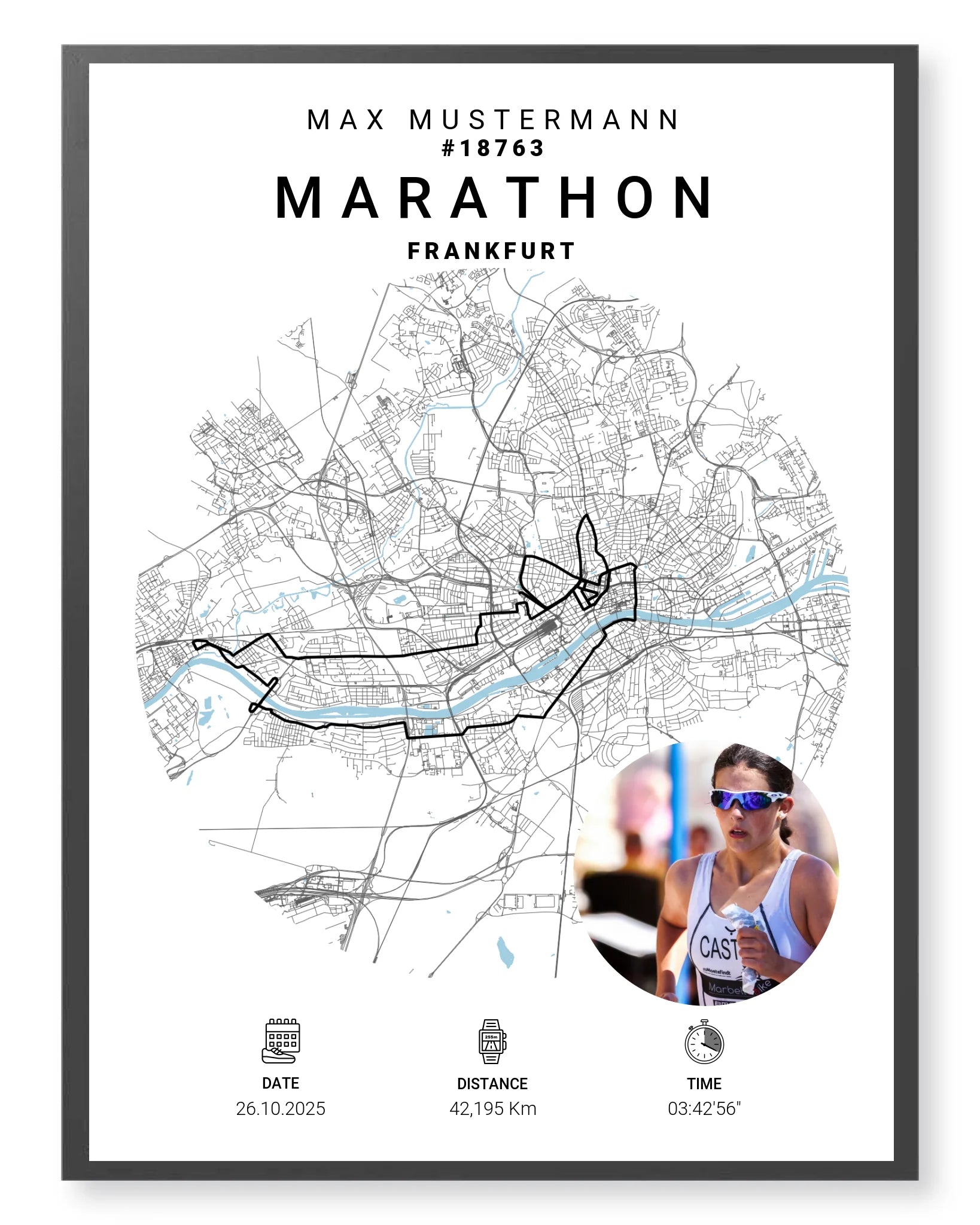 Gerahmtes Laufposter – Personalisiertes Finisher Poster | Geschenk für Läufer