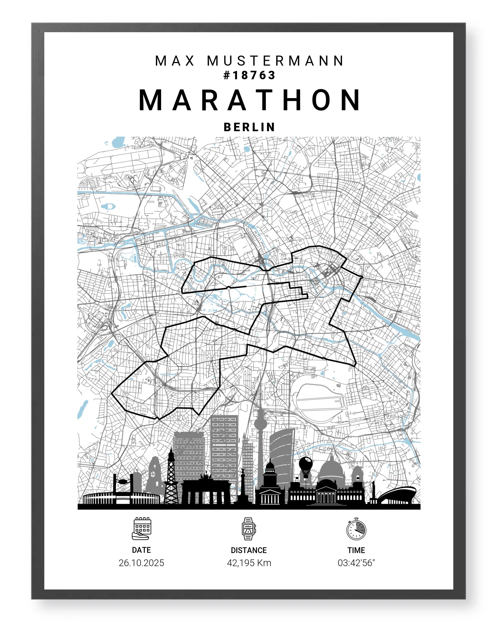 Berlin Marathon Poster – personalisiert & stilvolle Finisher-Erinnerung
