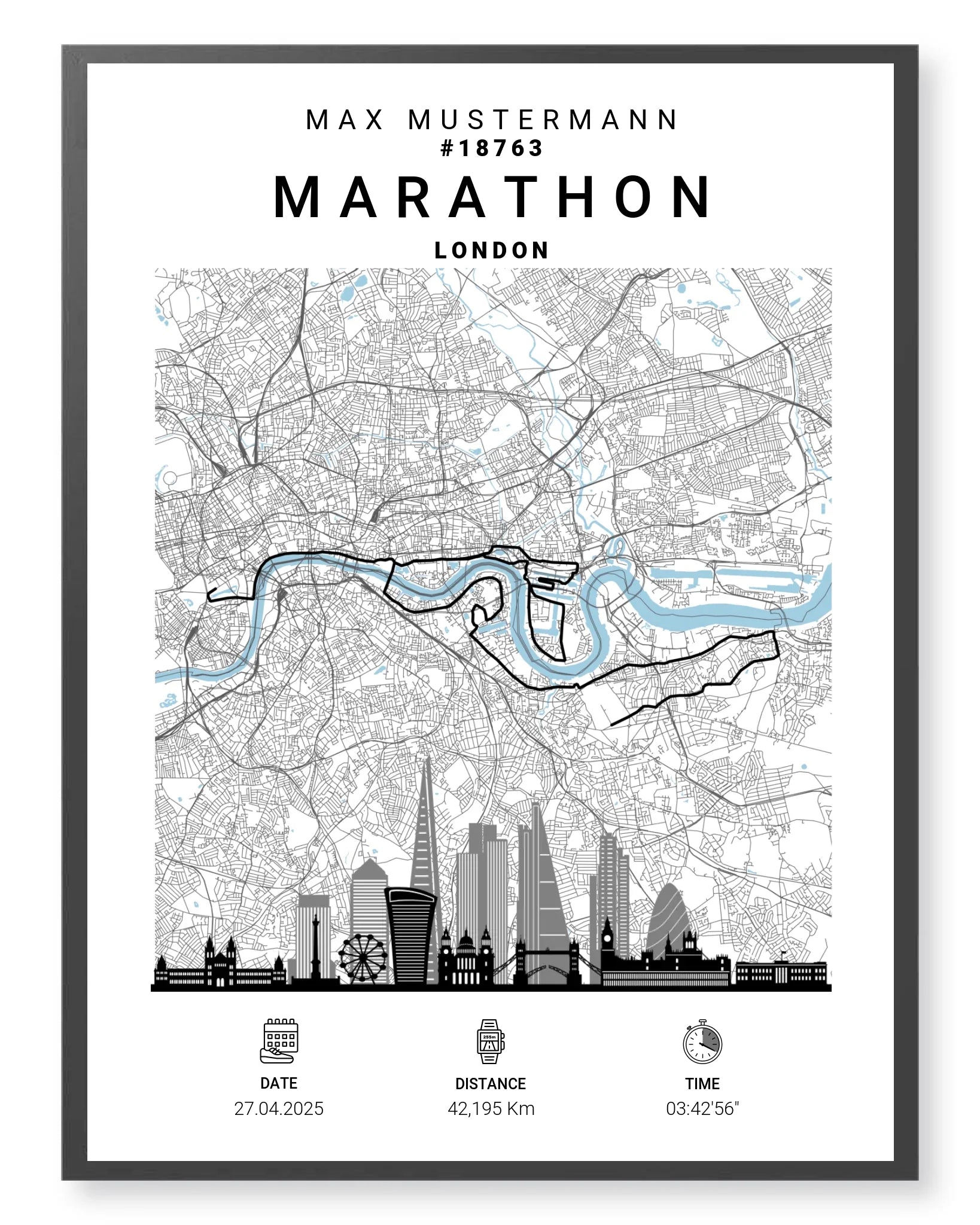 London Marathon Poster personalisiert – Deine Laufstrecke als Kunstwerk