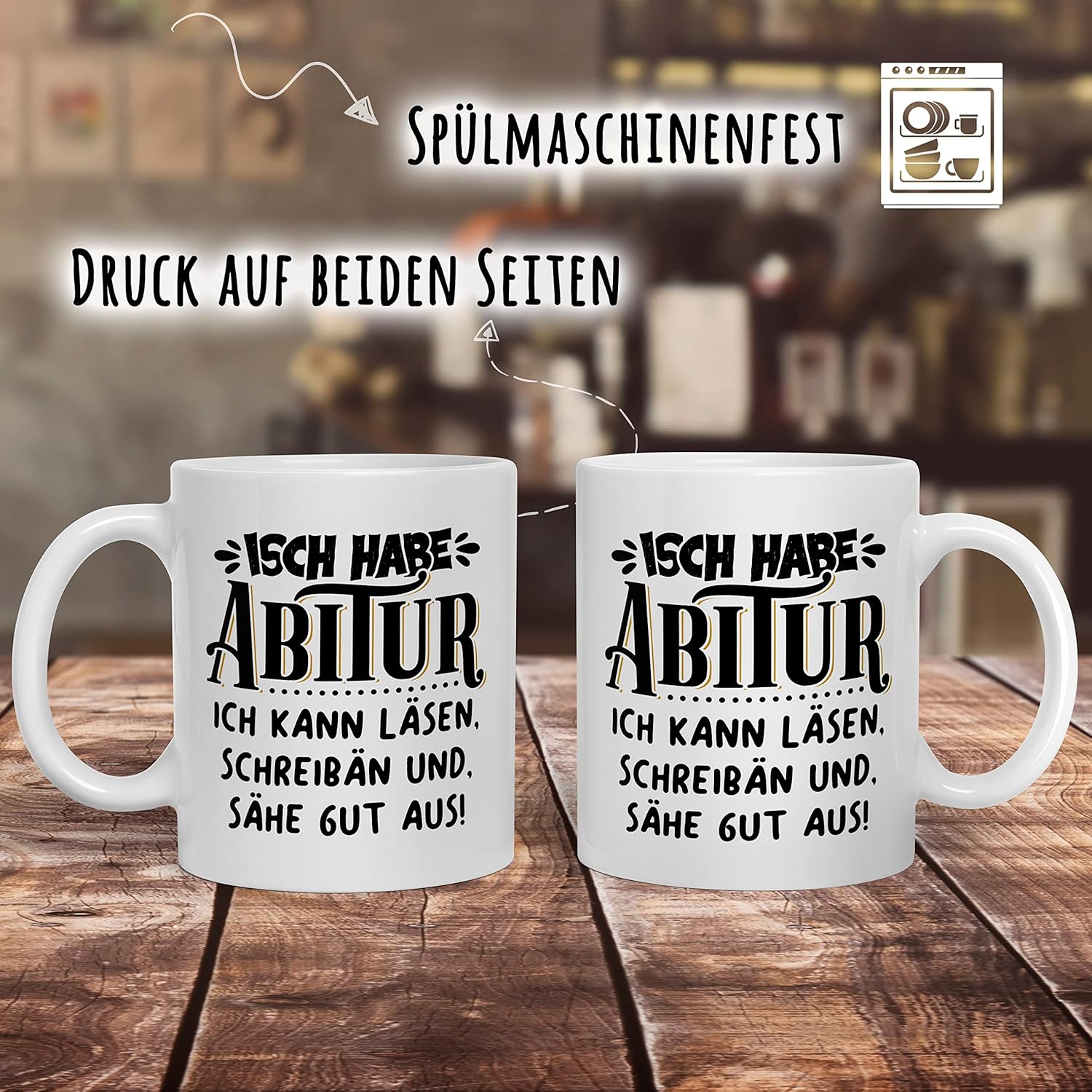 🏆 Abi-Tasse Retro-Style – „Isch habe Abitur…“ mit Gold-Akzent