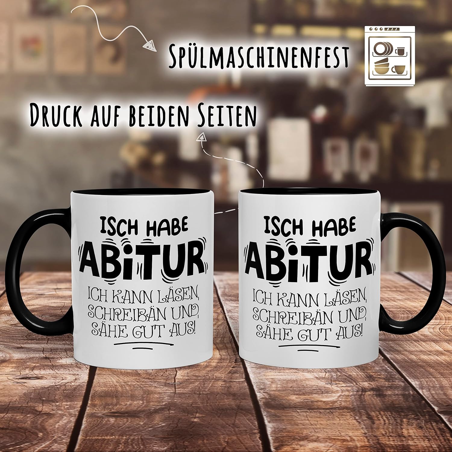 🤪 Abi-Tasse – „Isch habe Abitur…“ mit Comic-Fun Design